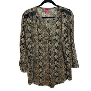 Mix & Co. Plus Size Sheer Snakeskin Popover Blouse